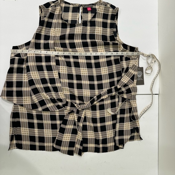 New Vince Camuto Womens Plaid Asymmetrical Tie Front Blouse size 1X - Picture 10 of 11